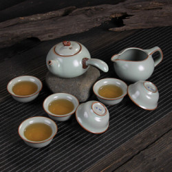 汝窑茶具十头汝窑茶具套装天青汝瓷茶具含礼盒