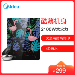 美的(Midea)电磁炉 WT2109 2100W大火力 时尚彩印工艺 4D防水 专利匀火大线盘 电磁炉(赠汤锅 炒锅)