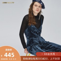 Miss Sixty新款冬季丝绒压褶无袖吊带背心休闲上衣女