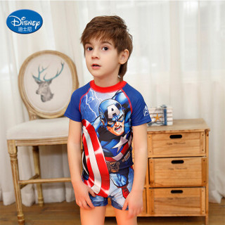 Disney 迪士尼 美国队长儿童泳衣男童连体冲浪服 140      SWF10004A (美国队长、140 、锦纶、连体)