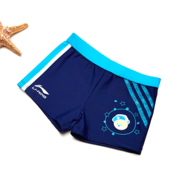 商品li-ning 李宁 儿童泳裤男童青少年速干透气舒适泳衣游泳裤 深兰