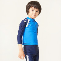 弈姿 儿童泳衣 男童学生游泳衣 宝宝中大童分体泳裤泳衣 男童长袖冲浪服套装 EZI18B001-1 蓝色小怪兽 150cm EZI18B001-1