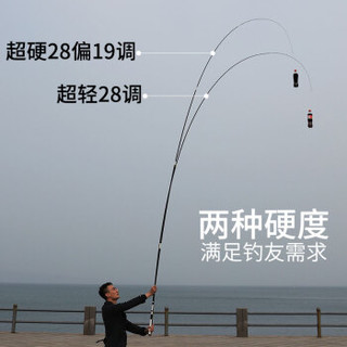 fishingfans 钓迷 鱼竿手竿日本进口碳素28调台钓竿超轻超硬正品钓竿5.4米鲫鲤鱼竿19调黑坑竞技钓鱼杆手杆5.4米超轻28调 仅重98克  HFSD