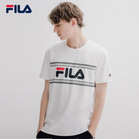 FILA 斐乐官方 黄景瑜同款 男子短袖T恤 2019新款印花LOGO短袖衫 标准白-WT 175/96A/L