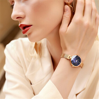 M.B.K 凯梵希系列 KF601201 石英手表（银色28mm）星空彩虹贝母面