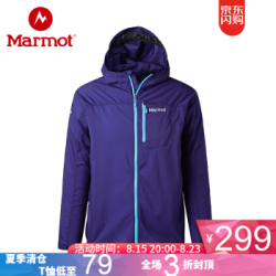 20点:marmot/土拨鼠2019春季新品户外男式防晒风衣防风防拨水透气 北极蓝 M 欧码偏大