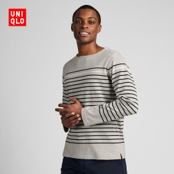 UNIQLO 优衣库 418714 男士水洗横条T恤