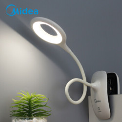 美的(Midea)LED充电台灯 环形夹子灯 宿舍书桌卧室床头夹子灯 三档调光 典雅白