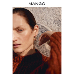 MANGO女装2019春夏黄铜材质凸纹圆圈耳环