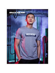 Skechers斯凯奇新款情侣装短袖T恤衫 字母印花上衣SMLC219M025