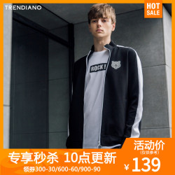 TRENDIANO新男装秋装休闲运动风条纹虎头长袖夹克外套3JC304553P