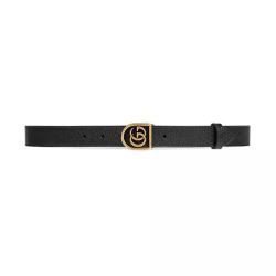 GUCCI 古驰 495128-DJ20T-1000 男士时尚带框双G扣头板扣真皮腰带