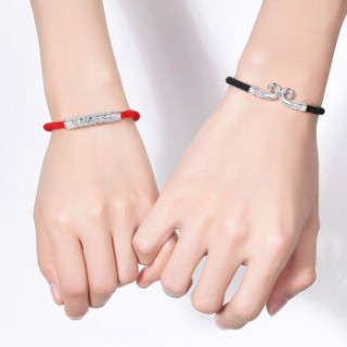 wupina吾屏安情侣手链一对925纯银紧箍咒手环红绳手链男女款金箍棒