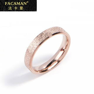 FACAMAN 法卡曼 品牌情侣彩金戒指食指戒尾戒男女一对钛钢镀18K玫瑰金磨砂 边宽4MM     FCJ056