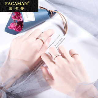 FACAMAN 法卡曼 品牌情侣彩金戒指食指戒尾戒男女一对钛钢镀18K玫瑰金磨砂 边宽4MM     FCJ056