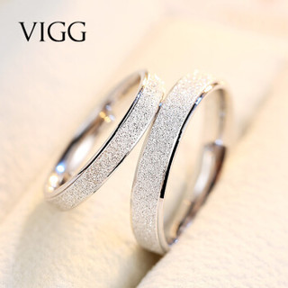 VIGG 食指戒指女纯银一对简约潮人学生情侣对戒男士个性刻字 情侣款一对