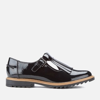 银联专享：Clarks Griffin Mia Patent Frill T Bar 女士漆皮流苏休闲鞋 