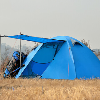 北山狼帐篷户外野外露营帐防雨手搭3-4人双层铝合金杆 清风2蓝色