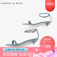 CHARLES＆KEITH夏季凉鞋CK1-60580106简约一字式拌带小细跟凉鞋 蓝色 35