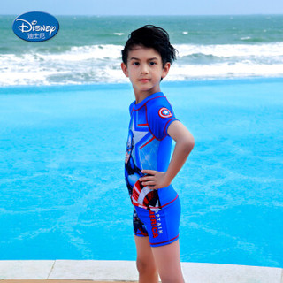 Disney 迪士尼 男童泳装 漫威系列复仇者联盟美国队长分体五分裤泳装 彩蓝色 130         S19W2F0158B ( 彩蓝色、130 、聚酯纤维、分体)