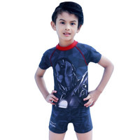 Disney 迪士尼 儿童泳衣男童分体防晒短袖泳装中大童宝宝男孩韩版游泳裤 钢铁侠 16吗(身高140-155cm) S19W2F0160 ( 钢铁侠 、16吗、聚酯纤维、分体)