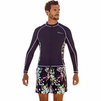 BALNEAIRE 范德安 男士泳衣 长袖防晒游泳上衣 浮潜运动温泉沙滩度假泳装 单上衣不含泳裤 XXL 30209 ( XXL 、莱卡、分体)