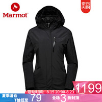 marmot/土拨鼠秋冬户外防风防水保暖女羽绒三合一冲锋衣 黑色001 L 欧码偏大