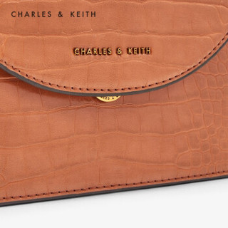CHARLES＆KEITH2019秋新品CK2-20780912金属链条饰女士翻盖单肩包 Tan茶色 M