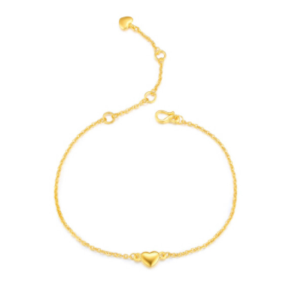 萃华金店 黄金手链足金心形时尚简约女链 fhs1708142417 约1.98克