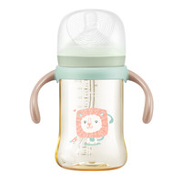 BabyCare 宝宝奶瓶宽口径带吸管手柄耐摔 300ml淡藻绿     1730 (300-320mL、 PPSU、宽口径)