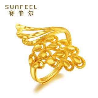 SUNFEEL 赛菲尔 黄金戒指女款万凤求凰活口足金戒指999.9女戒     JDA04783