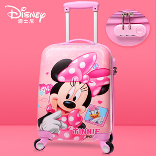 迪士尼(Disney)儿童可坐拉杆箱爱莎公主16寸行李箱万向轮旅行箱18寸男童女童轻便登机箱小箱子 18寸新冰雪粉色-带密码锁