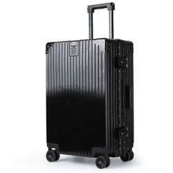 奢选SHEXUAN 行李箱万向轮拉杆箱29英寸男大容量铝框复古直角旅行箱包 7020尊贵黑