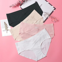 木纹芯 孕妇内裤  纯棉低腰托腹产后透气 黑色+白色+粉色+肤色（条纹款）- M