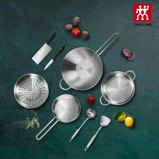 ZWILLING 双立人 中式炒锅汤锅锅具刀具套装 不锈钢色