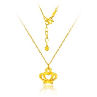 CHOW TAI FOOK 周大福 花月佳期系列 婚嫁皇冠 足金黄金项链/吊坠 F203279