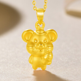 商品xianyuan 仙缘 黄金鼠吊坠女金老鼠项链纯金生肖鼠3d硬足金鼠999