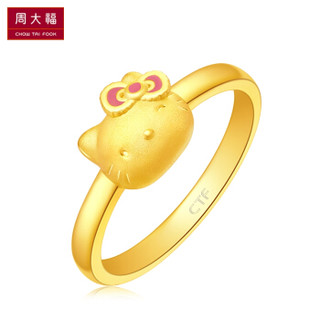 CHOW TAI FOOK 周大福 Hello Kitty凯蒂猫系列 可爱猫咪 足金黄金戒指 R19994 13号