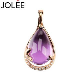 JOLEE 羽兰 18K玫瑰金钻石吊坠天然紫水晶彩色宝石锁骨链JPG13072