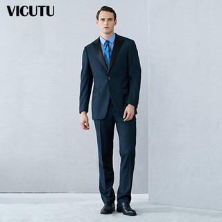 VICUTU 威可多 蓝色格纹羊毛时尚礼服男士西服 VBS15112241