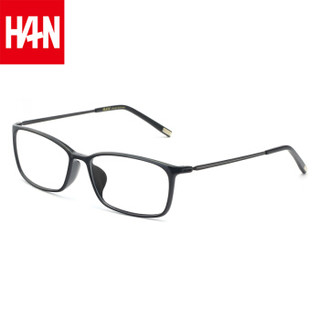 汉（HAN）眼镜框近视眼镜男女款 防蓝光辐射护目镜近视光学眼镜架 49157 经典亮黑 配1.60非球面防蓝光镜片(200-600度)