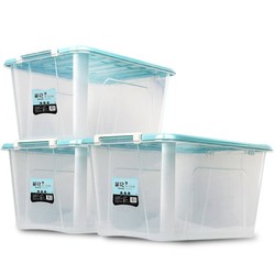 茶花  透明收纳箱塑料  三个装  58L