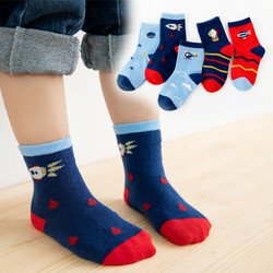儿童中筒袜秋冬新品韩版中厚卡通袜字母拼色棉袜可爱大童透气袜子