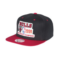 MITCHELL & NESS 棒球帽  NBA芝加哥公牛队1991 帽子 黑色