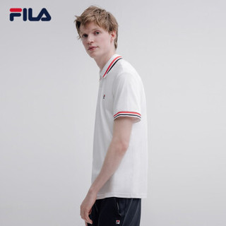 FILA 斐乐官方男子短袖POLO 2019夏季新款运动商务针织短袖衫男装 标准白-WT 175/96A/L