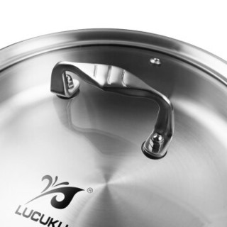 路卡酷（LUCUKU）304不锈钢平底锅煎锅 无涂层煎牛排煎饼锅燃气灶电磁炉通用26cm