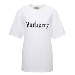 BURBERRY 巴宝莉 女士白色棉质典藏黑色绣标短袖T恤 80059401 M *3件