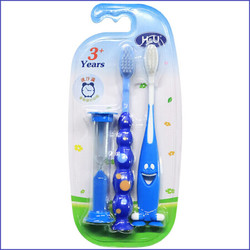 H&U 爱趣优 儿童牙刷套装 婴幼儿童宝宝软毛牙刷 适合3岁以上 蓝色 *2件