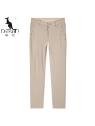 袋鼠(DAISHU)2019夏季新款 纯色修身简约休闲亚麻裤 DSA2V067A