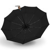 Neyankex 10骨三折实木柄全自动雨伞折叠伞 黑色